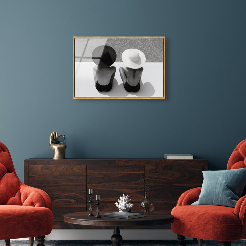 Naked in the Sun Wide Canvas Fashion Print by Oliver Gal, 25"H x 37"W, Gold Frame