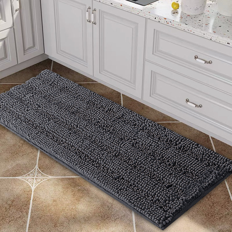 47x17 inch Oversize Non-slip Bathroom Rug Shag Shower Mat Soft Thick Floor  Mat Machine-washable Bath Mats with Water Absorbent Soft Microfibers Long  Striped Rugs for Powder Room, Navy 