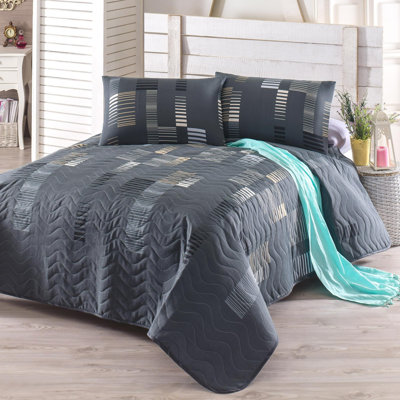 Ensemble de courtepointe avec taies d'oreiller, léger, toutes saisons, imprimé numériquement, 65% coton - doux, durable, lavable à la machine
