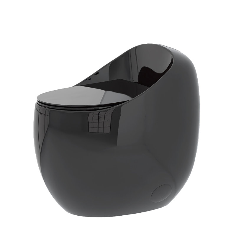 1-Piece 1.28 GPF Single Flush Egg Shape Toilet, Black