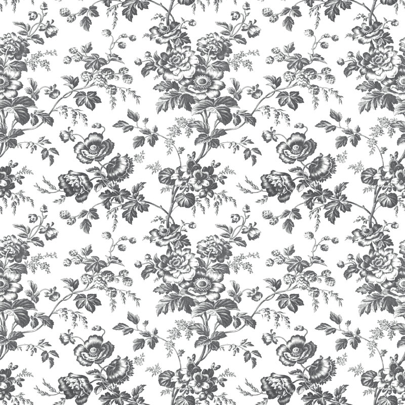 Anemone Toile Wallpaper Roll, Black
