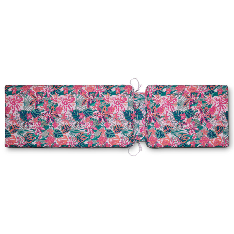 Vera Bradley Outdoor 3" Chaise Lounge Cushion, 44" W x 28" D, Rain Forest Canopy Coral
