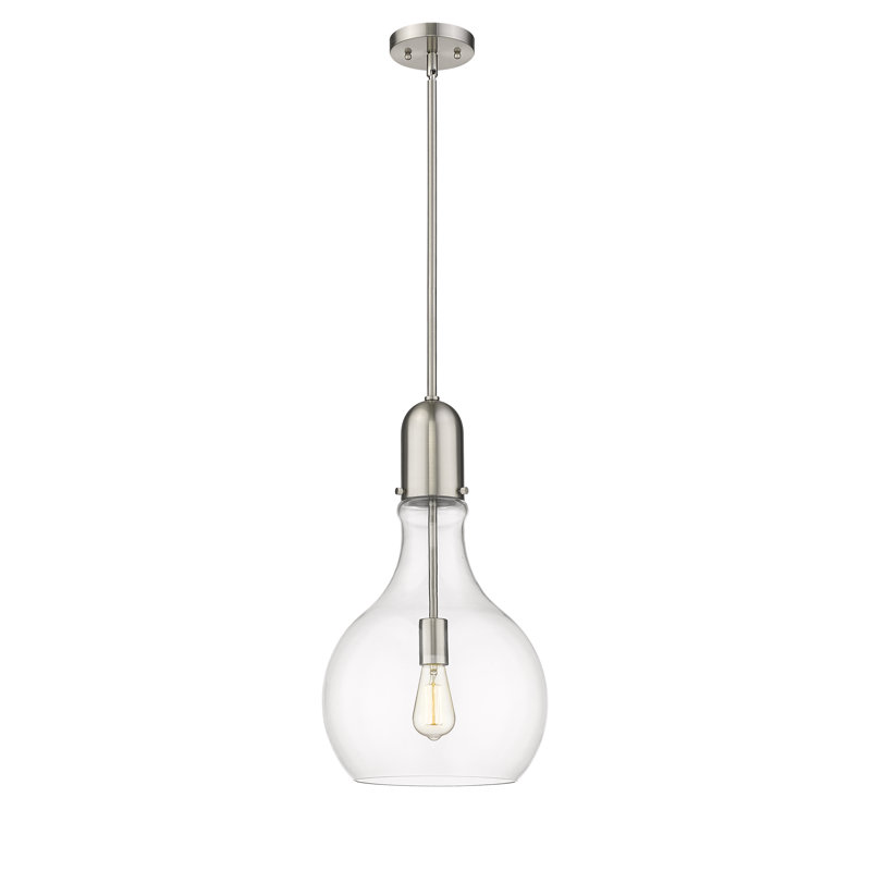 Luminaire suspendu sphère 1 lumière Krier, H 53,25 po x l 11,75 po x P 11,75 po, Transparent, Nickel satiné brossé