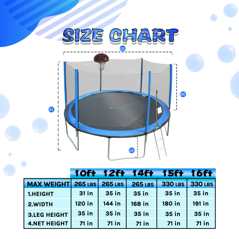 SKYBOUND Round Backyard Trampoline with Safety Enclosure, Blue