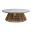 Table basse ronde avec plateau en pierre de lave / grc et base en teck-105735439