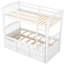 Lit superposé simple au-dessus de bois blanc avec lit gigogne - Tiroirs d'appoint élégants et solution de sommeil-130429127