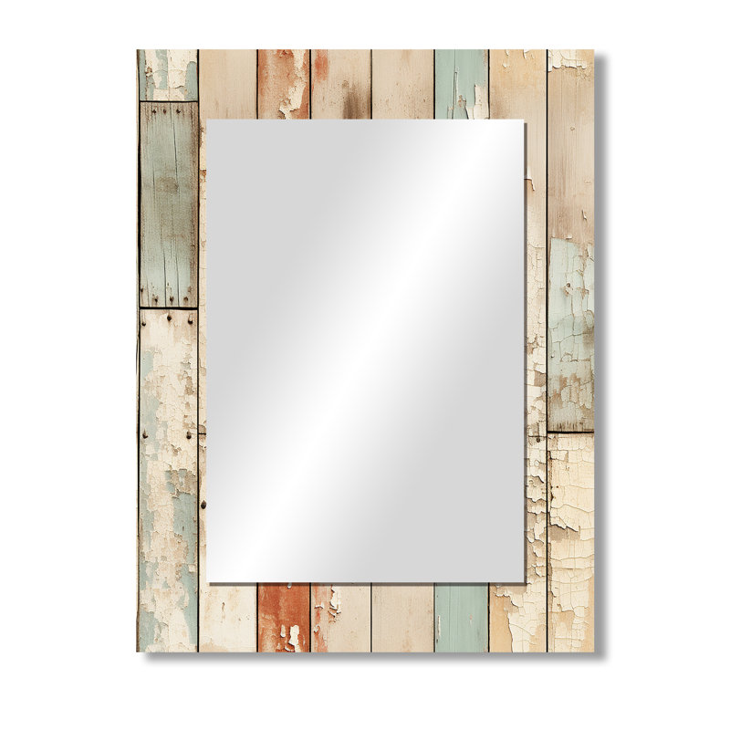 Alcadio rustique ferme planches - miroir décoratif rétro, miroir imprimé graphique mural, impression d'art en métal