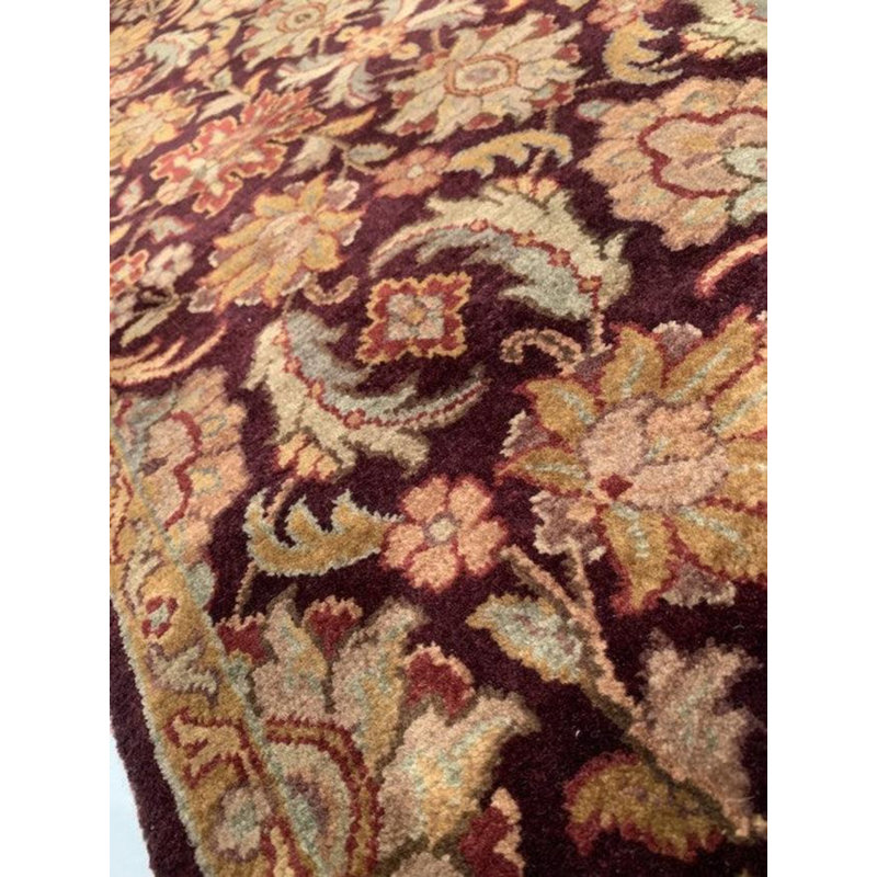 Wool Floral Area Rug in Red
