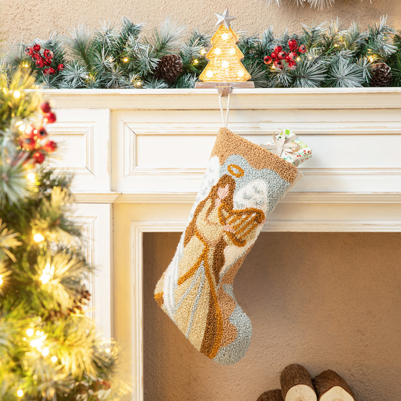 20"L Hooked Angel Christmas Stocking