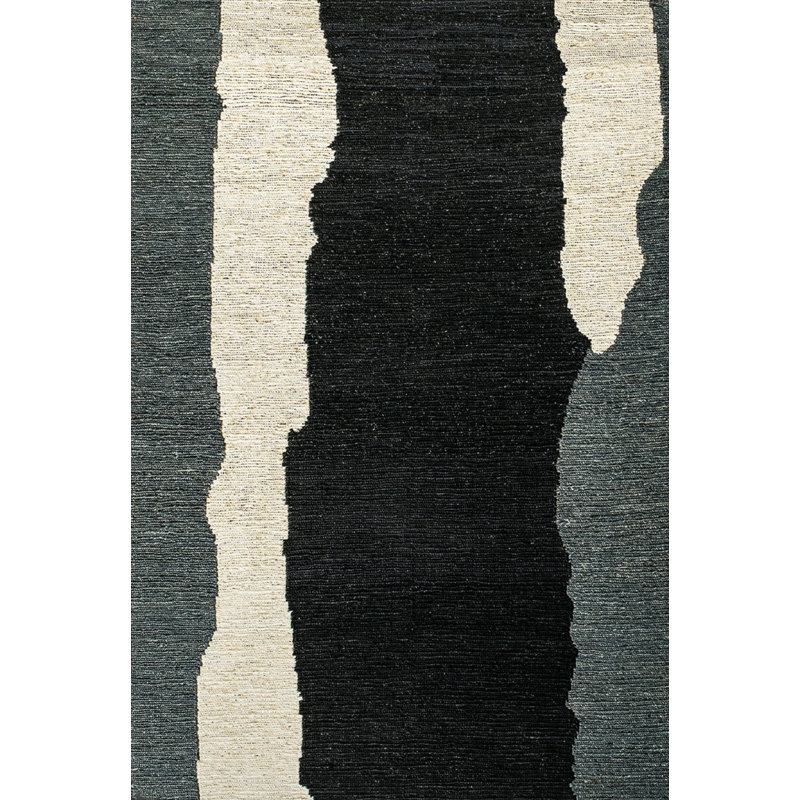 Clair Abstract Area Rug in Black/Gray/White, Rectangle 6'7" x 9'10"
