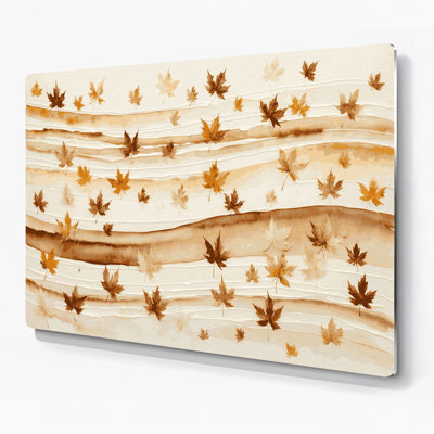 Horizontal Striped Maple Cream Beige Metal Wall Art