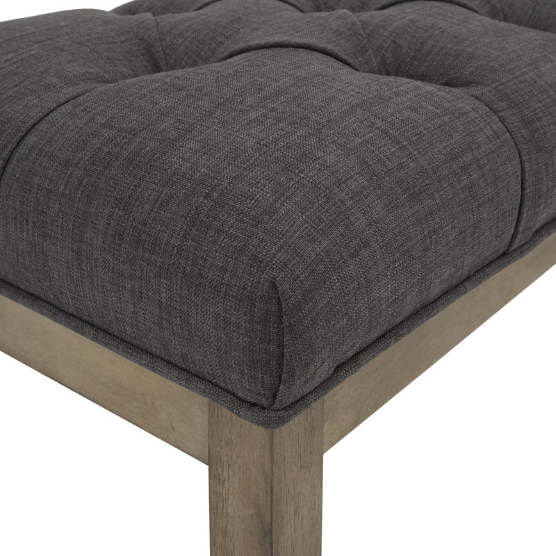 Banc en bois Dukinfield, Lin gris foncé, Naturel