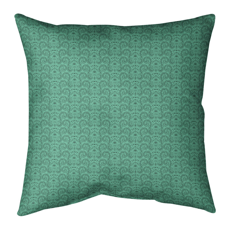 Katelyn Elizabeth Geometric Linen Reversible Throw Pillow, Polyester/Polyfill, 20" x 20", Jade Green/Black