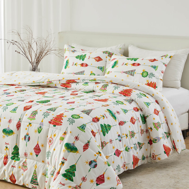 Microfiber Comforter Set with Shams, Twin Comforter + 1 Standard Sham, Twinkling Ornaments