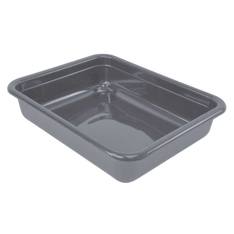 Bussing Tub, flat bottom, polypropylene, NSF, case of 12, 0.75" H x 22" W x 16.5" D, Gray