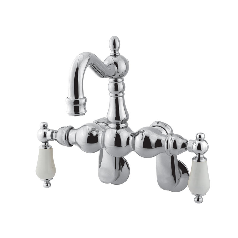 Hot Springs Double Handle Wall Mounted Clawfoot Tub Faucet, Brushed Nickel