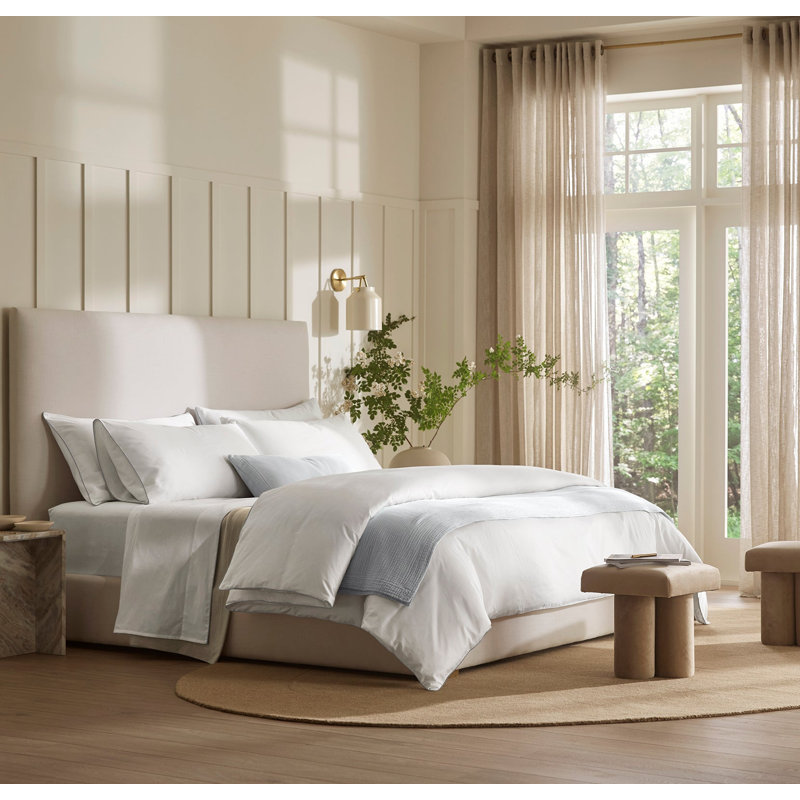 Signature Embellished Sheet Set, Twin XL Sheet Set with 3 Additional Pieces, White;Shore