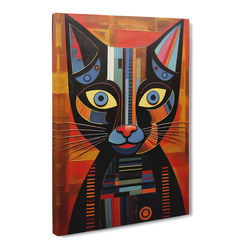 Egyptian Cat Constructivism No.3 - Wrapped Canvas, 50cm H x 35cm W x 3cm D