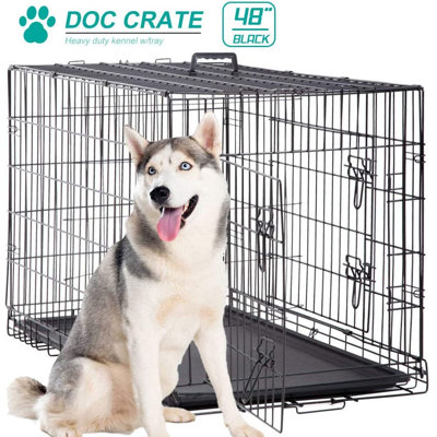 48 Inch Dog Cage Large XXL Dog Crates For Large Dogs Folding Dog Kennels And Metal Wire Crates Pet Animal Segregation Cage Crate With Double-door, tra -  Tucker Murphy Pet™, 8558BEF70B5648969095708BB95D83E2