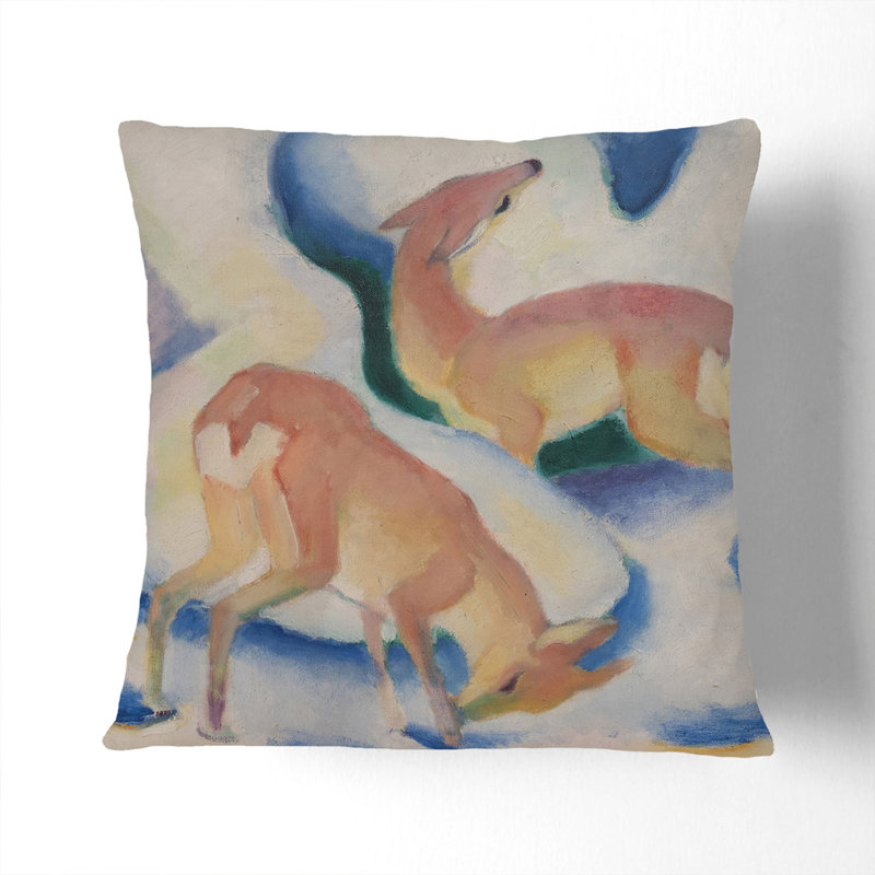 Deer In The Snow Square Throw Cushion, 40cm H x 40cm W x 15cm D, White