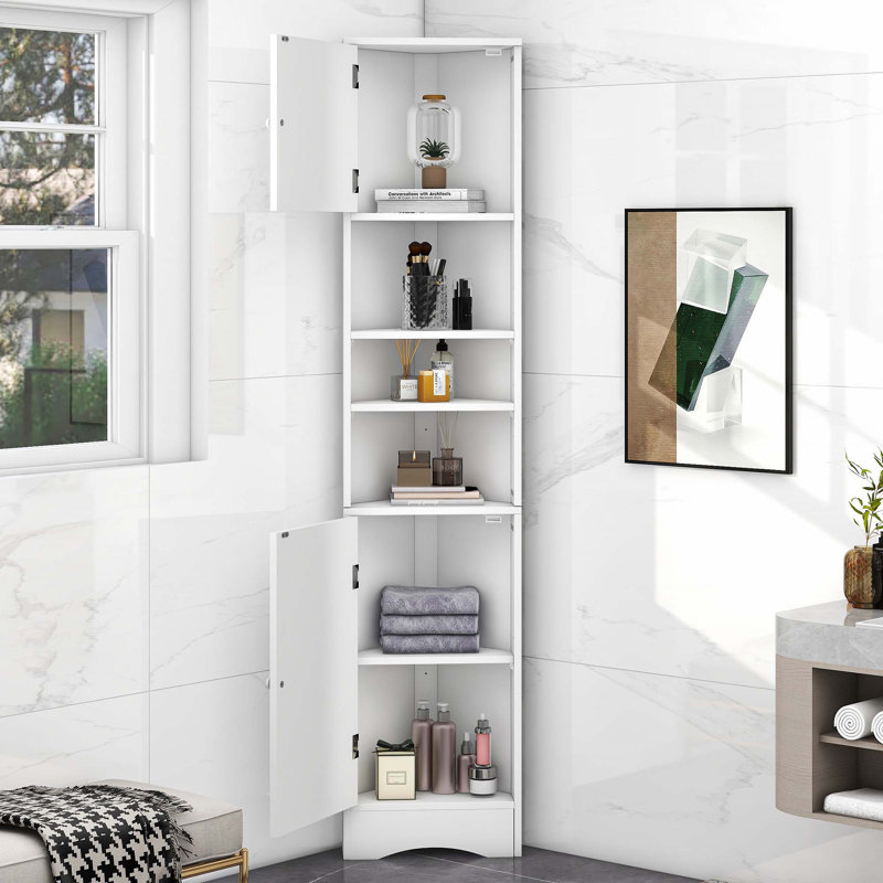 Armoire de rangement haute multifonctionnelle, Blanc