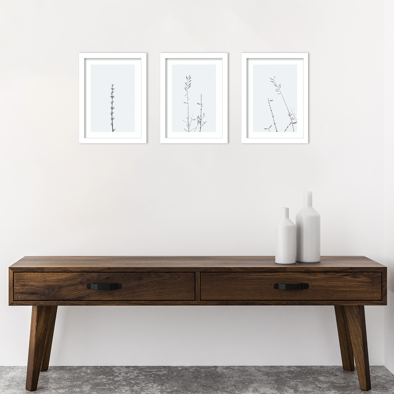 Retro Tennessee Botanical 3-Piece Photo Set, 13" H x 34" W x 1" D, White