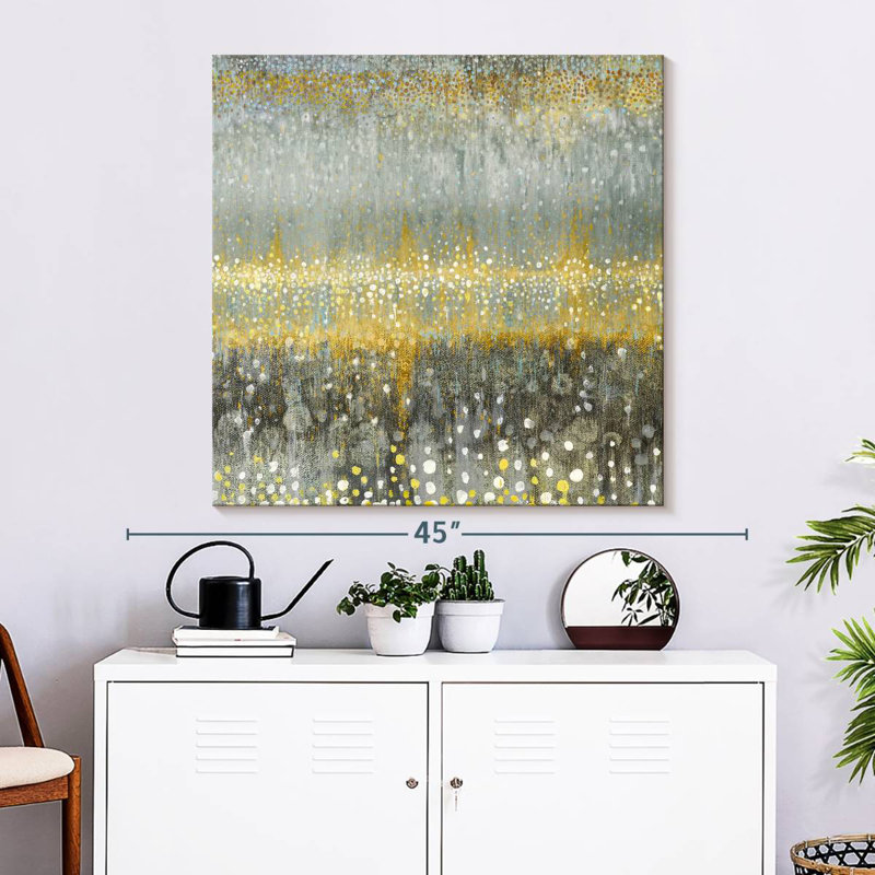 Pluie Avery jaune gris, H 33 po x l 33 po