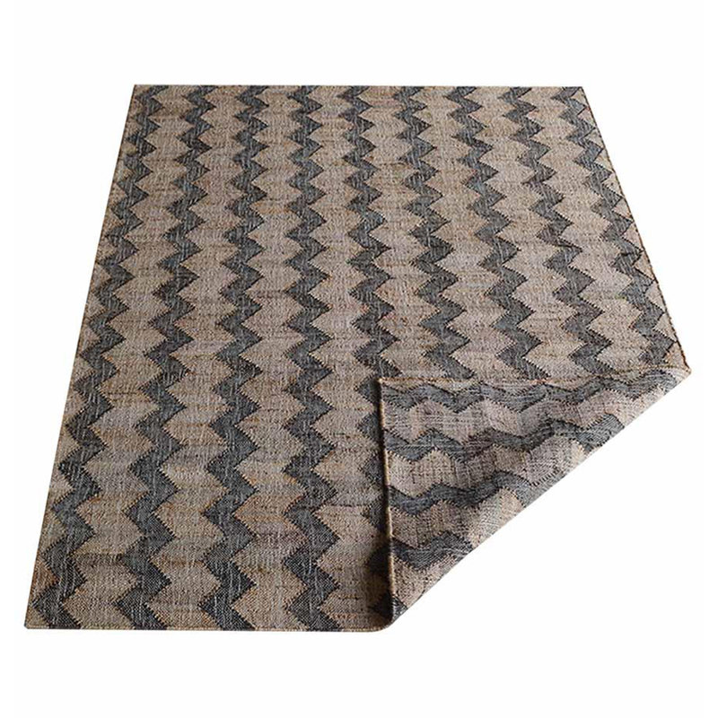 Manns Hand Woven Flat Weave Kilim Jute Eco-Friendly Solid Area Rugs - 3' x 5', Rectangle, Beige Charcoal, Chevron, Contemporary Modern Design, Low Pile, Natural Fiber, Outdoor Indoor Handmade Area Rugs for Living Room, Bed Room