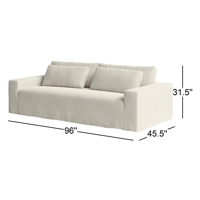 Ostend Outdoor Slipcover Sofa-96"-Bombay Flax