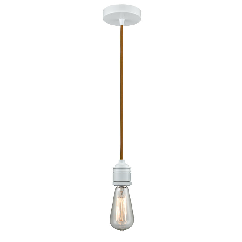 Luminaire suspendu à 1 lumière Cecil, Blanc / Cuivre