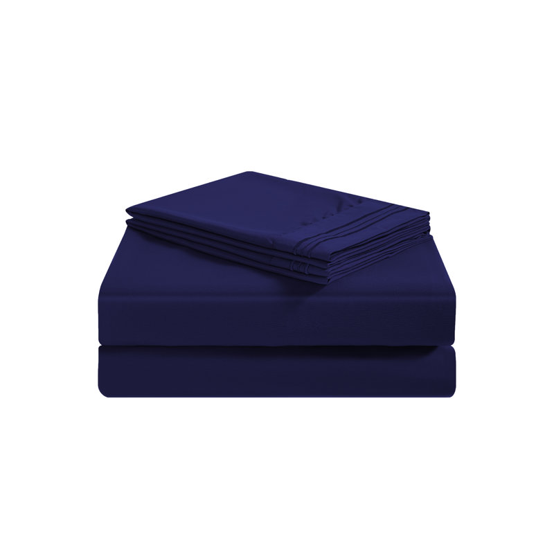 Premium Rayon from Bamboo Sheet Set Deep Pockets, Cooling, Ultra Soft and Breathable, Navy Blue