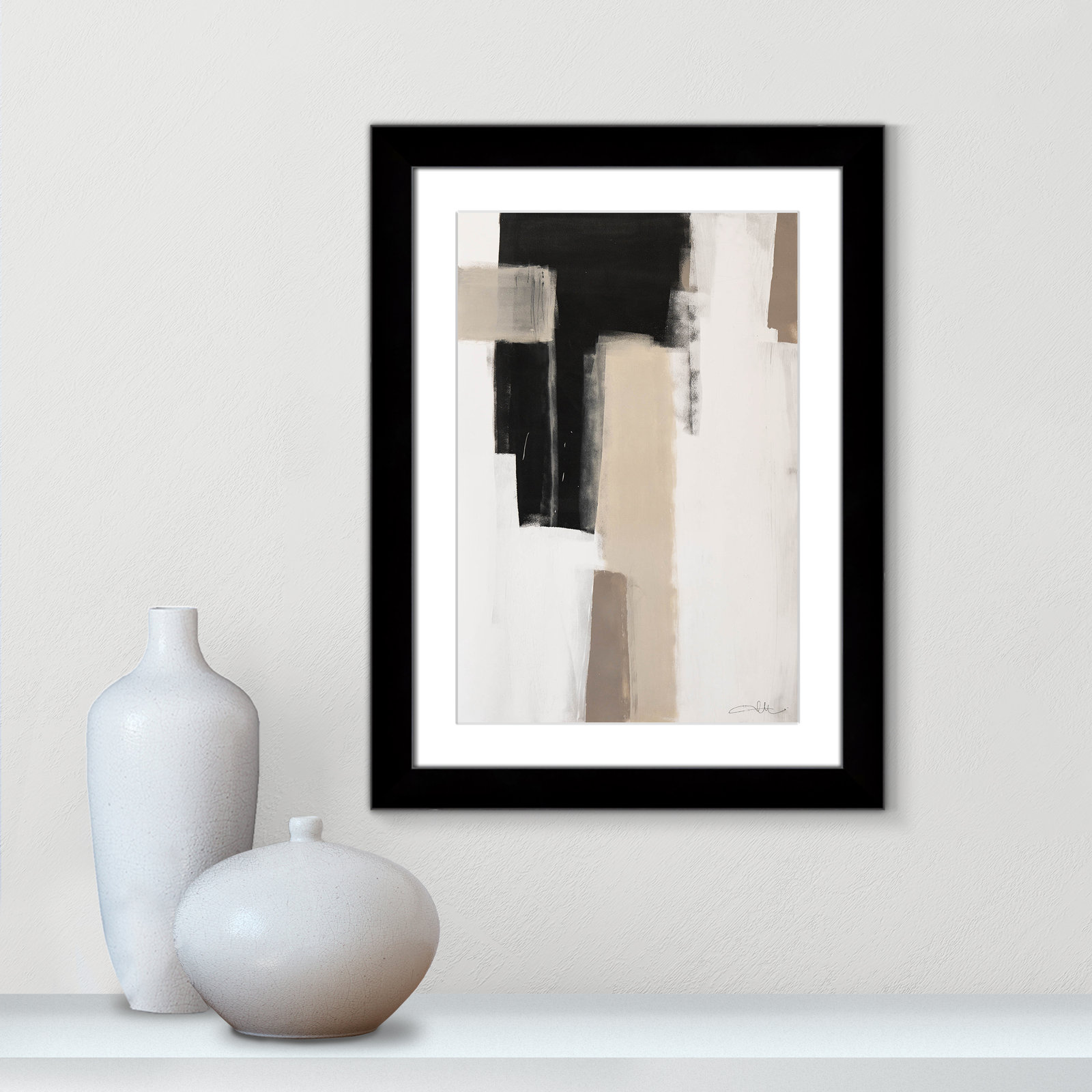 Calvin "Earth Scapes I" Print, 24.5" H x 18.5" W x 1.25" D, Black Cube Frame Matted