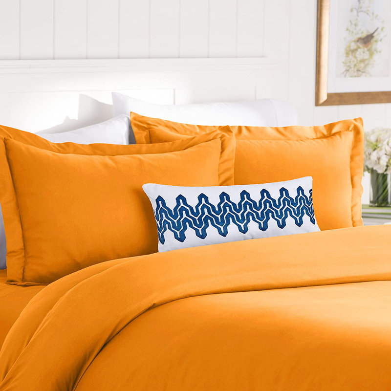 Ensemble de housse de couette en microfibre, Housse de couette très grand et 2 très grandes t, Orangé