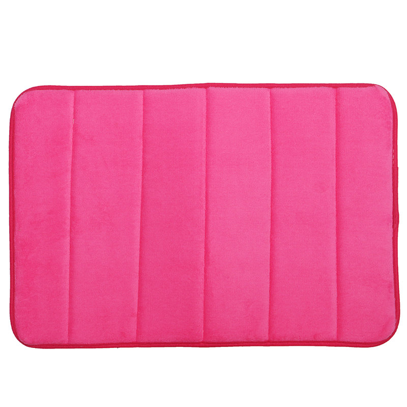 Alleras Memory Foam Non-Slip Bath Rug, Rose/Red