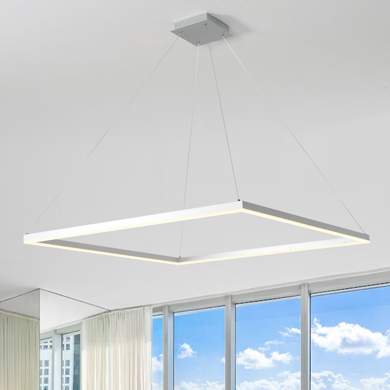 Luminaire suspendu pour îlot de cuisine 1 lumière Kalvin, Argent,  H 82 po x l 39,40 po x P 39,40 po