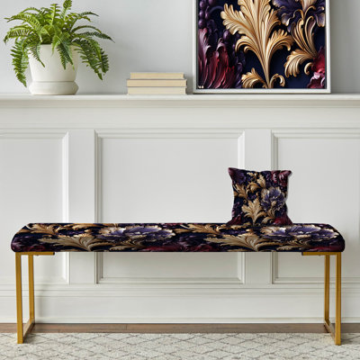 Royal Royal and Gold Regal Opulence - Banc rembourré floral doré