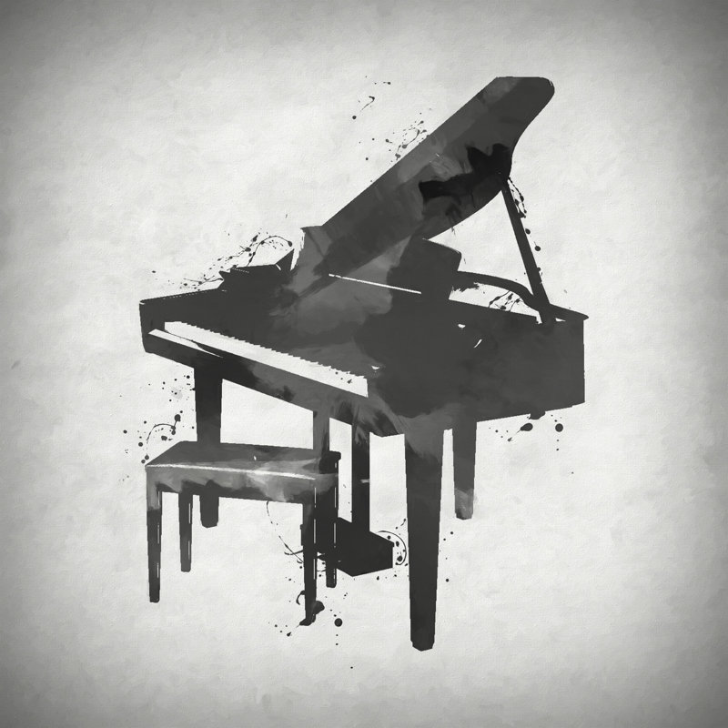 Piano - Wrapped Canvas Painting, 30cm H x 30cm W