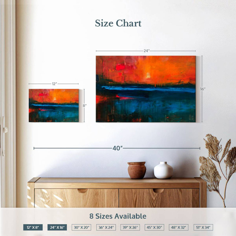 Coucher de soleil abstrait Avery, H 16 po x l 24 po
