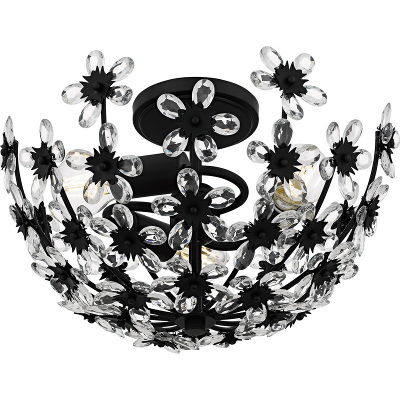 Rosemary 3-Light Semi-Flush Mount, Matte Black