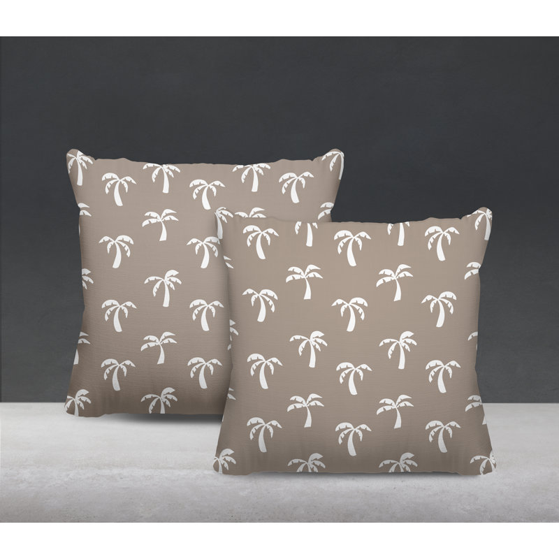 Housse et insert de coussin décoratif intérieur / extérieur en mélange de polyester, Beige, L 17 po x H 17 po