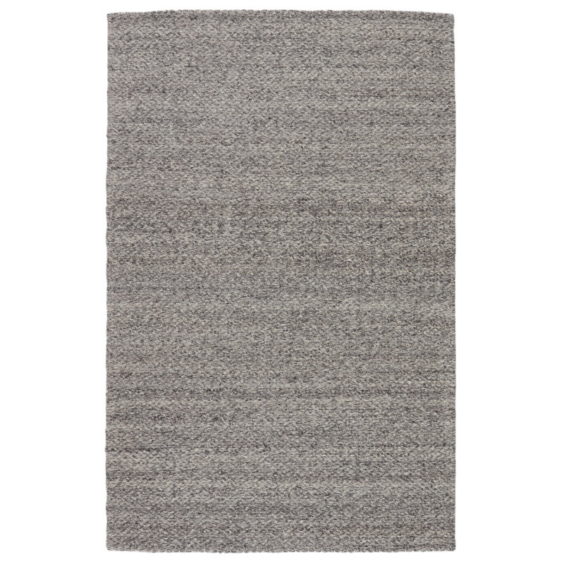 Tapis gris en laine tissé à la main Erath, Rectangle 2 pi x 3 pi