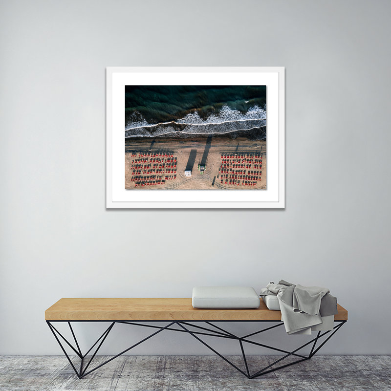 Aerial Beach 3 Print by Michael Schauer, White, 19" H x 24" W x 1.5" D