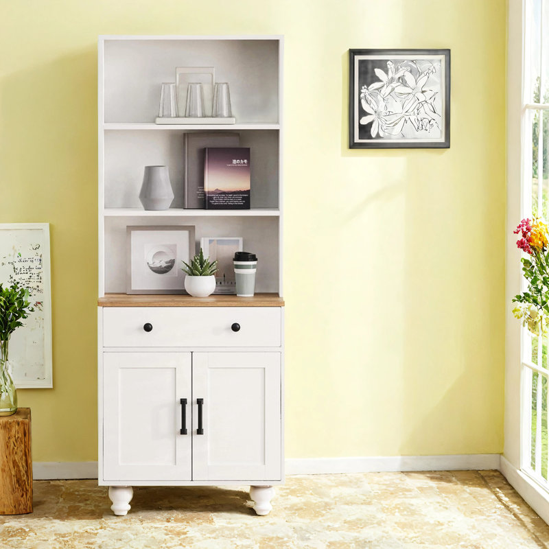 Armoire de rangement Farmhouse avec tablettes réglables, Noyer