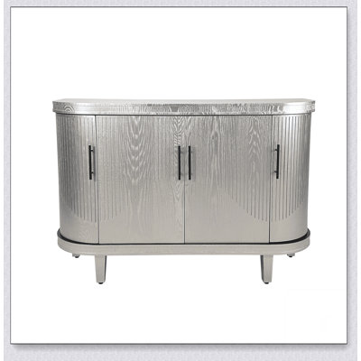 Modern Curved Sideboard 47.2-Inch Decorative Storage Cabinet Wooden Console Table Coffee by Mercer41