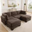 Canapé d'angle modulaire en chenille, 2 poufs amovibles, mousse haute densité, montage facile-14394264-14394267