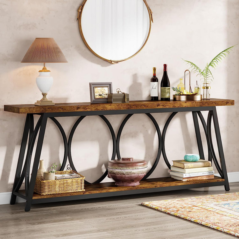 Pierz 70.87'' Console Table, Brown/Black