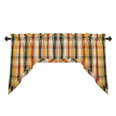 Kavona Cotton Checkered Swag Cafe Curtain