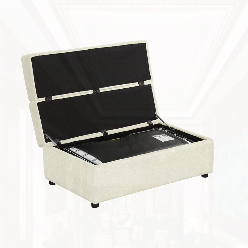Lit simple avec repose-pieds pliant, Beige