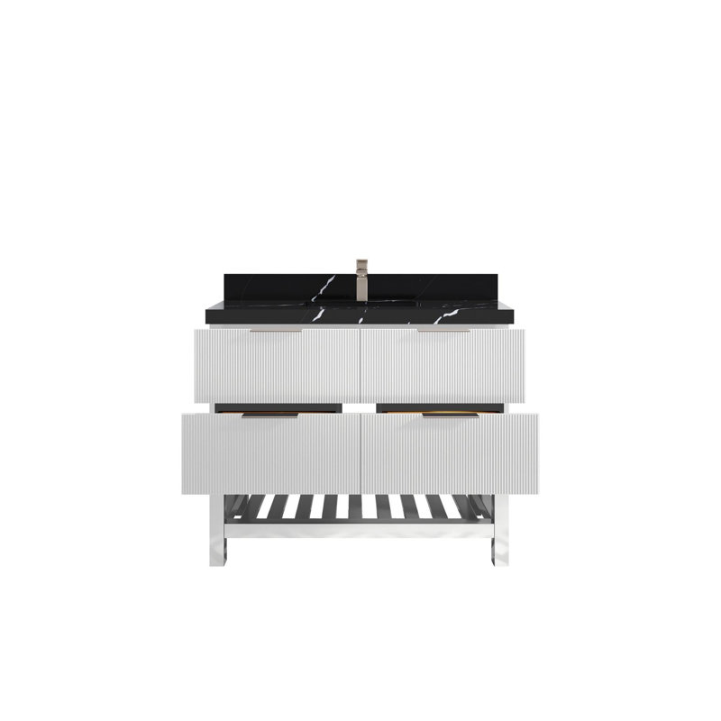 Meuble-lavabo simple 42 po avec plateau en quartz Catalina