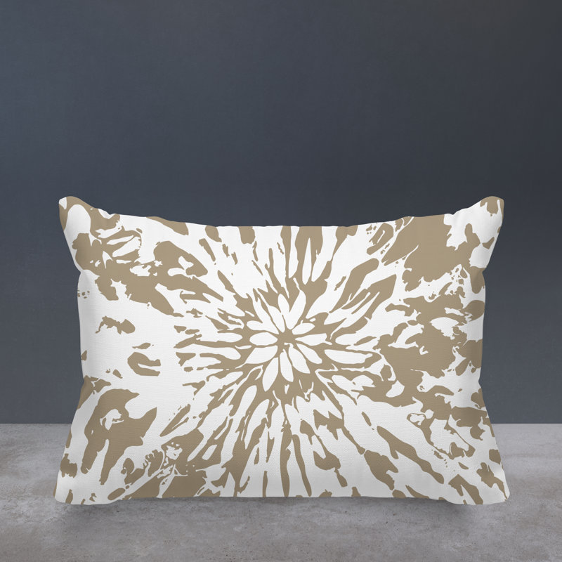 Coussin en polyester Percy Tye Dye Spun, Beige / blanc floral, H 14 po x l 20 po